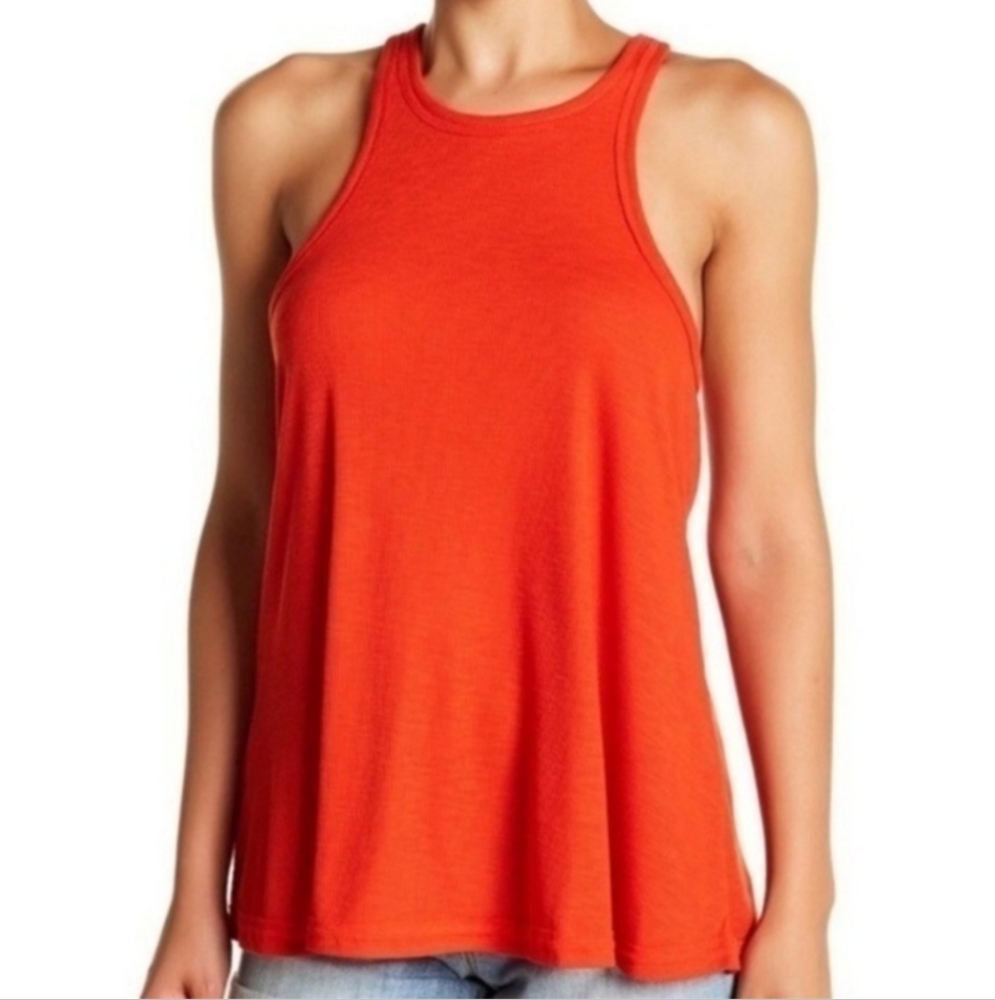 Free People,NWOT, Long Beach Red Orange Tank Top,Small
